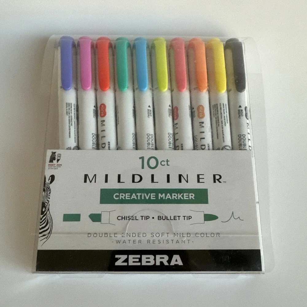 Zebra Mild Liner Creative Marker Double Ended Soft Mild 10ct